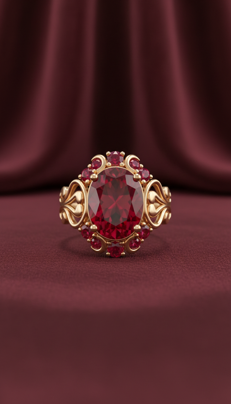 18k Gold Garnet Cocktail Ring