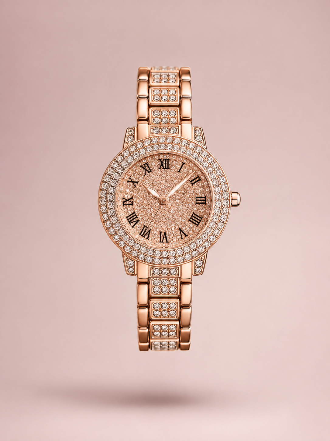 Women's American Diamond Watch (Round) - Rose Gold