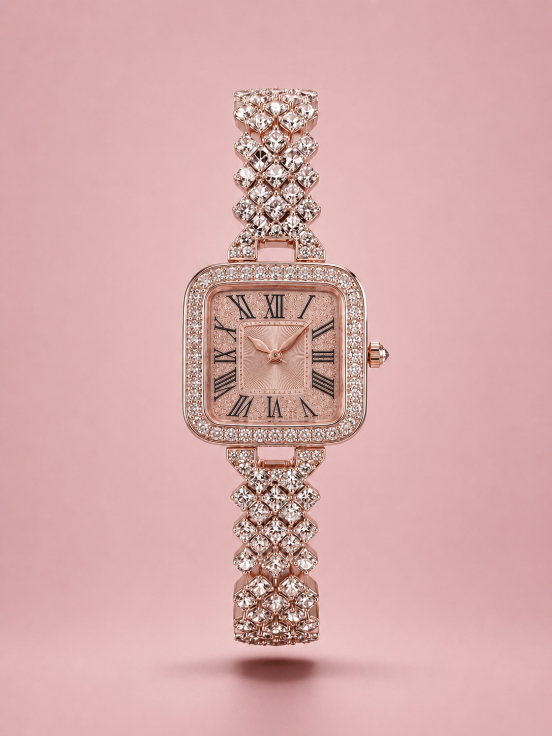Women's American Diamond Watch (Square) - Rose Gold
