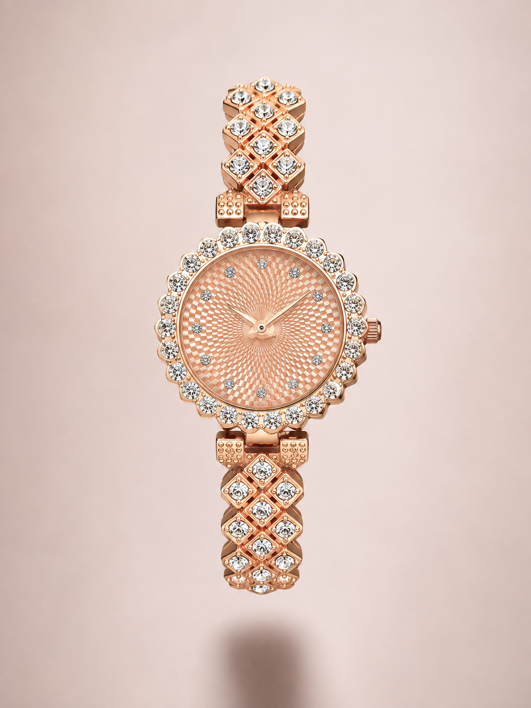 Women's American Diamond Watch (Round) - Rose Gold