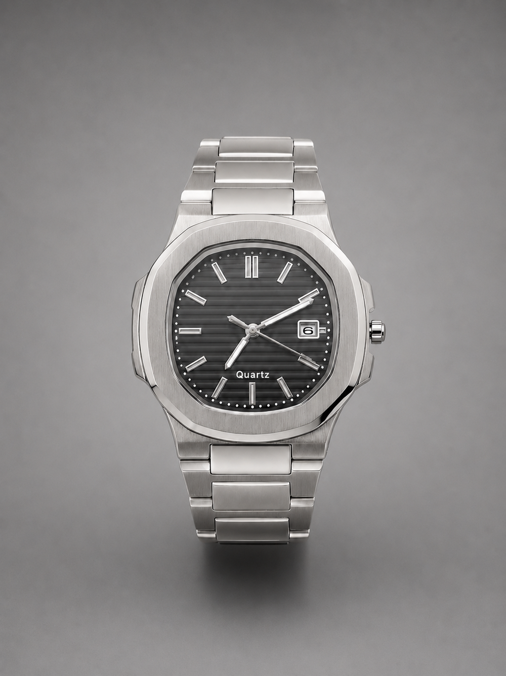 Nautilus Quartz Men's Luxury Watch - Silver