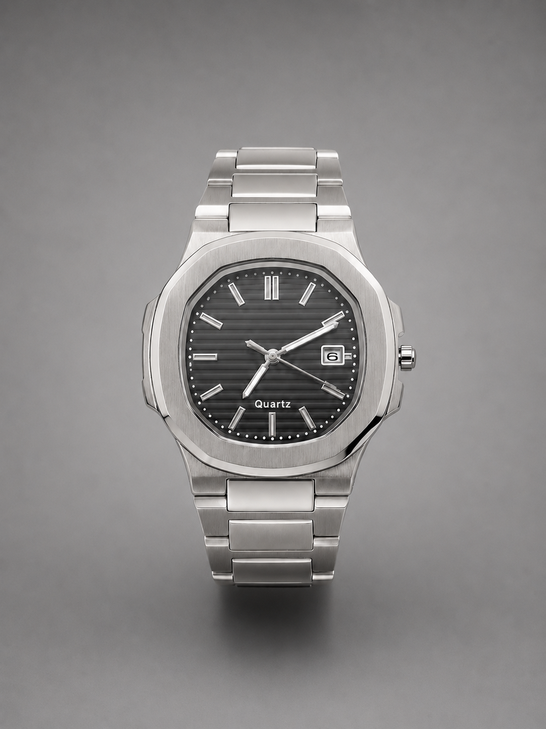 Nautilus Quartz Men's Luxury Watch - Silver