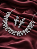 Classy Necklace Set With American Diamond (Silver)