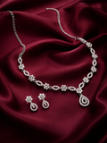 Luxury Necklace Set With American Diamond (Silver)