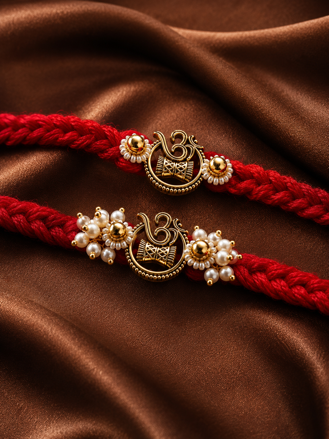 Om Rakhi Set (2 Pcs Red)