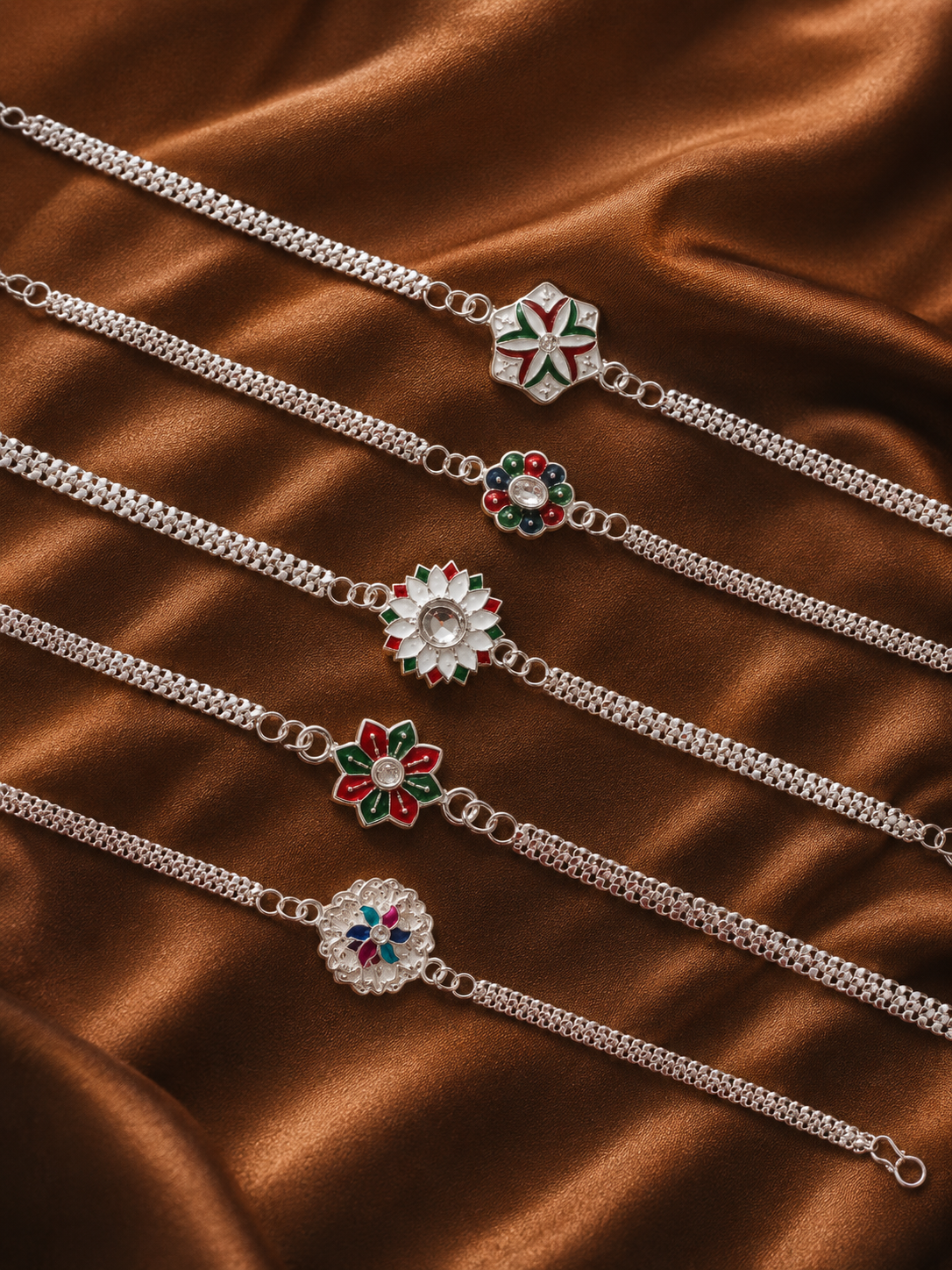 Classy Silver Bracelet Rakhi (5 Pcs)
