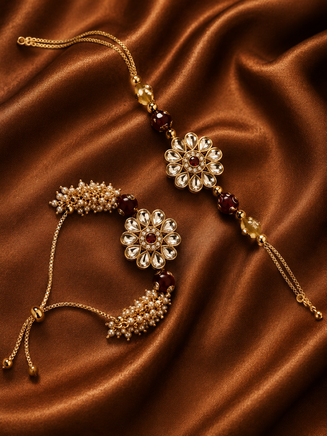 Flower Design Rakhi Set (2 Pcs)