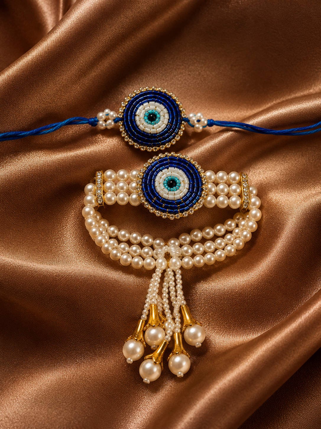 Handmade Evil Eye Rakhi Set (2 Pcs)