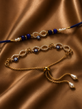 Elegant Evil Eye Rakhi Set For Bhaiya And Bhabhi (2 Pcs)